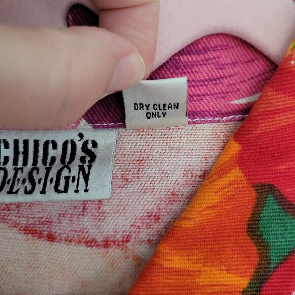 Chico's Design Floral Cotton Jacket Beading Accents Size 3 Womens XL - Picture 4 of 7